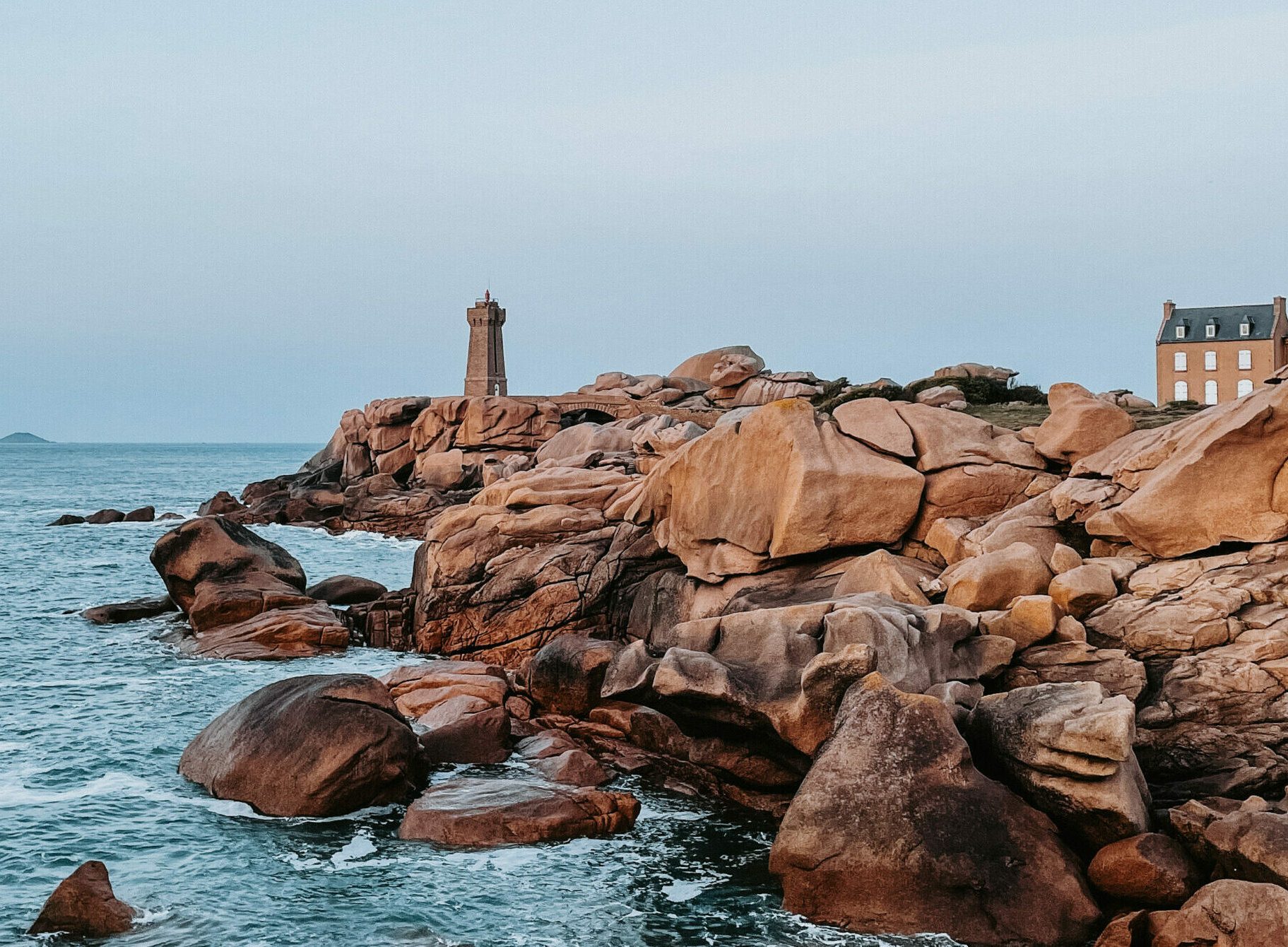 The lighthouse of Ploumanac'h in Perros-Guirec on the Pink Granite Coast